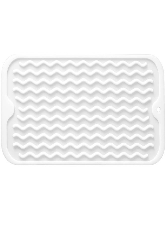 MicoYang Silicone Dish Drying Mat for Multiple Usage,Easy clean,Eco-friendly,Heat-resistant Silicone Mat for Kitchen Counter or Sink,Refrigerator or Drawer Liner White S 12 inches x 6 inches - Image 1